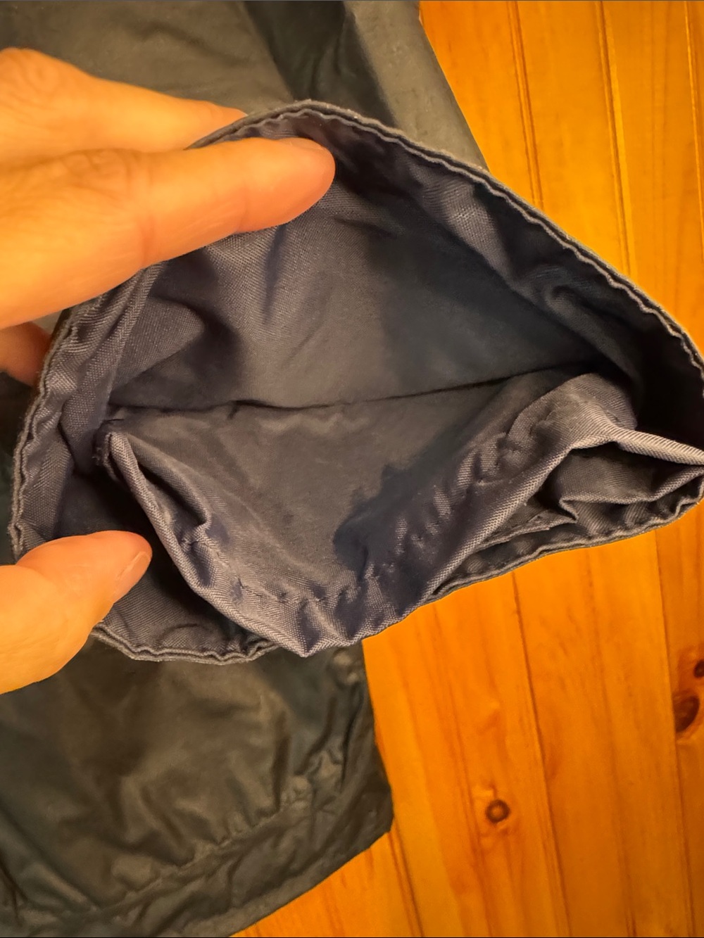 Barbour Border Wax Jacket in Navy with Corduroy Collar and Plaid Lining - Picture 8 of 16